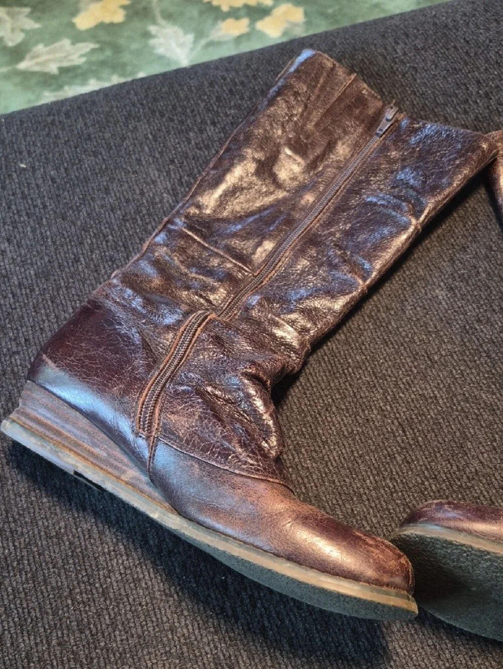 Miz Mooz Brown Over-the-Knee Leather Boots with Side Zip